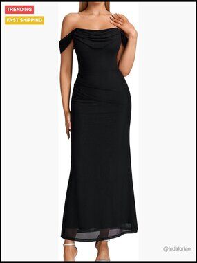 Mesh Bodycon Maxi Dress Off Shoulder Ruched Corset Formal
